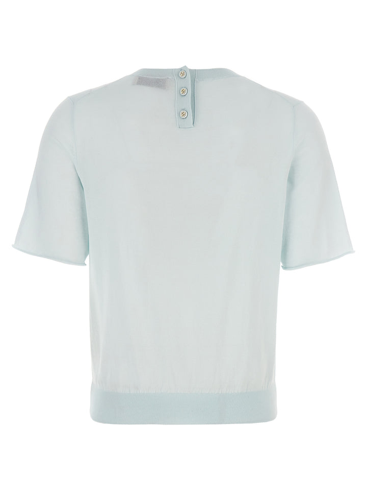 Short Sleeve Sweater T-Shirt Light Blue