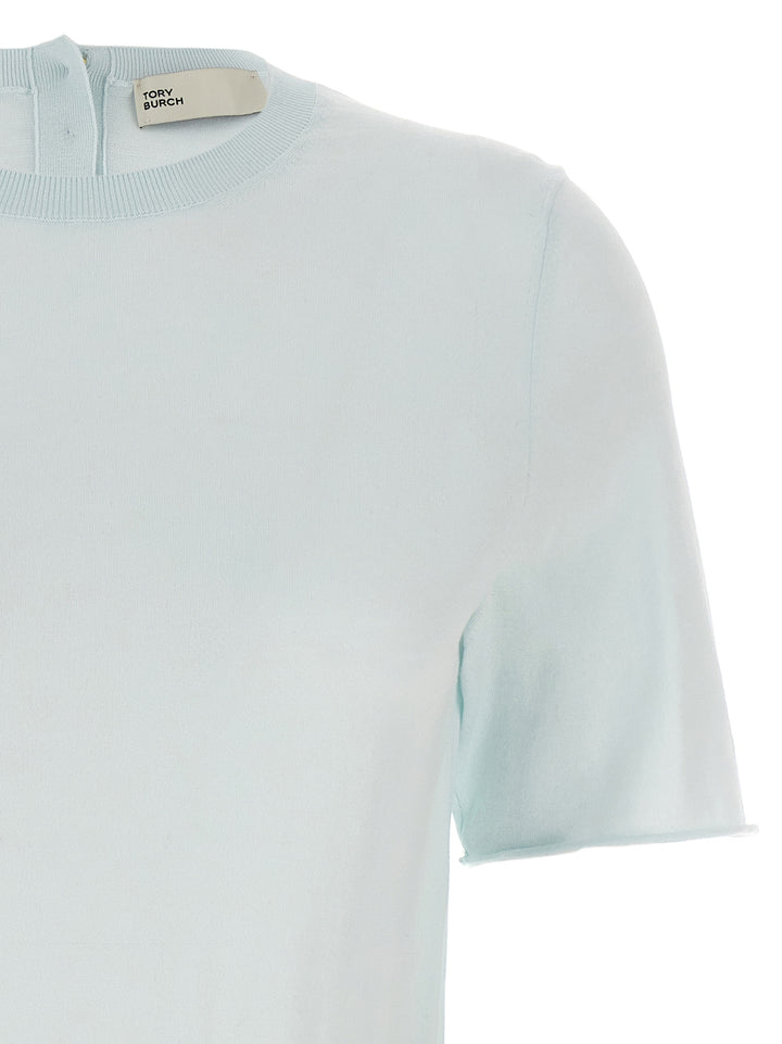 Short Sleeve Sweater T-Shirt Light Blue