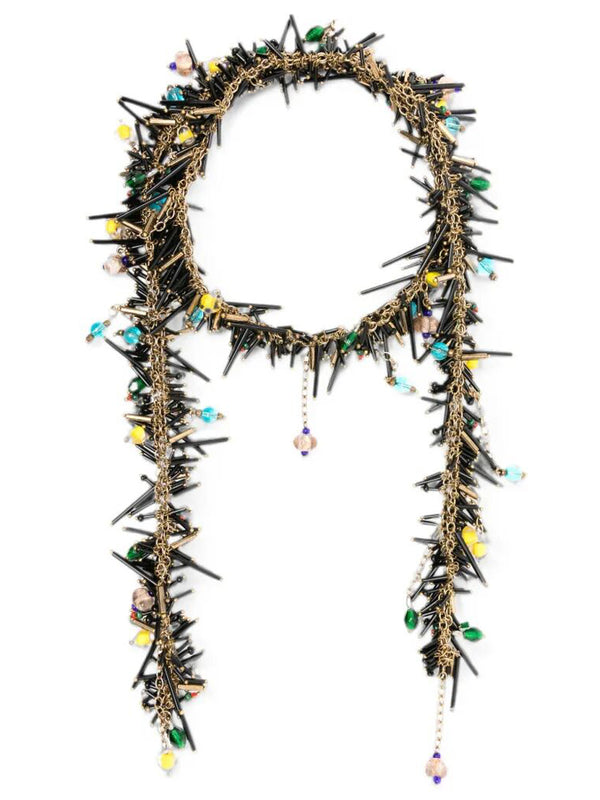 Handmade Bead Embroidery Scarf Necklace With Glass Beads