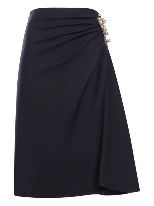 Sovora Embroidered Midi Skirt
