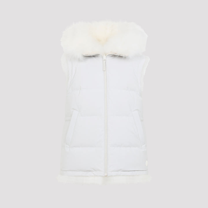 Yves Salomon Gilet - White | 198642e1223ee91004faf9f62bb46e6bb35a3b13