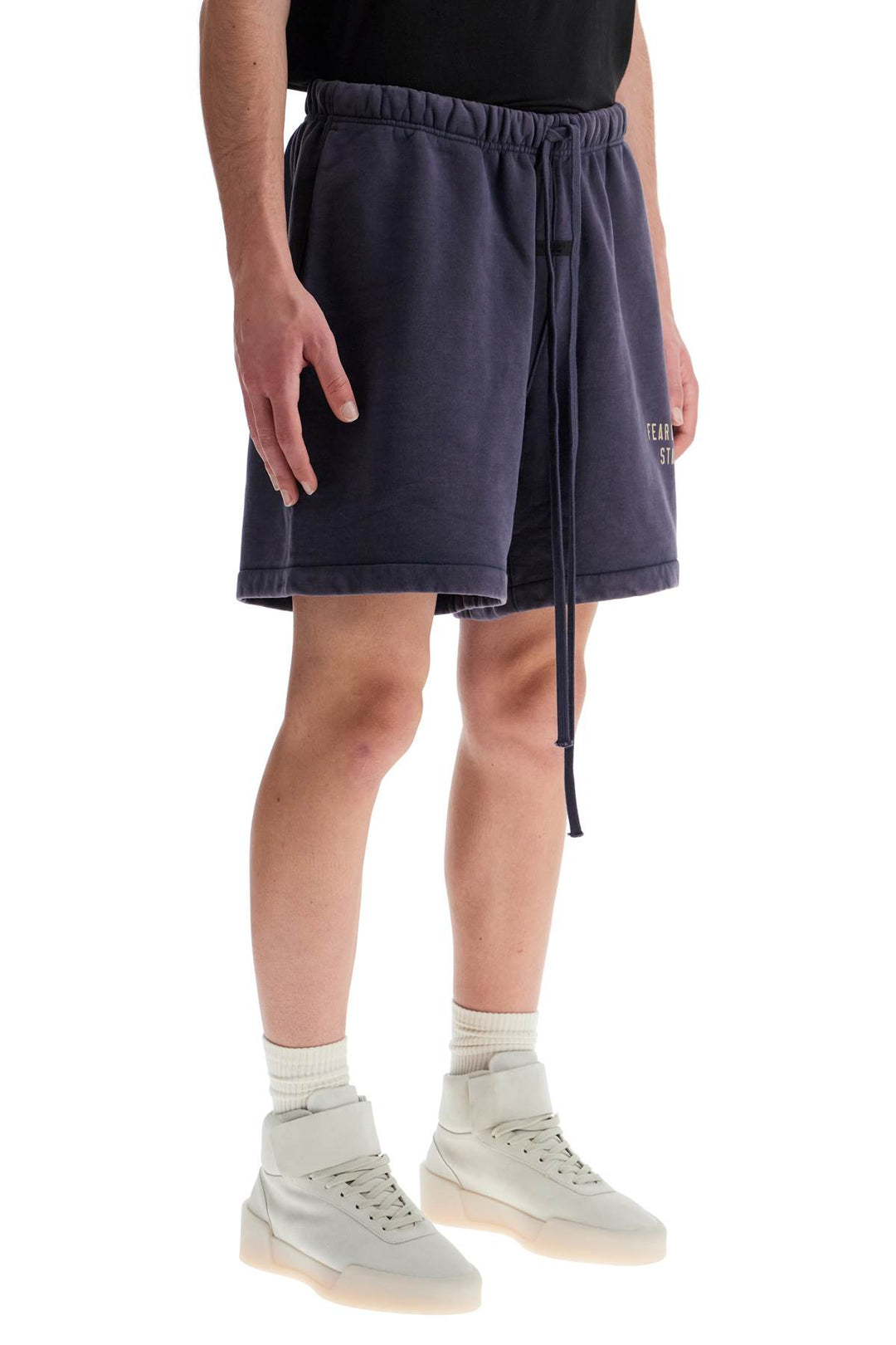 High Waisted Navy Blue Cotton Sports Shorts