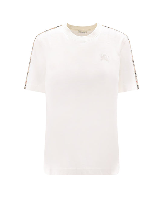 Cotton T-Shirt With Check Profiles