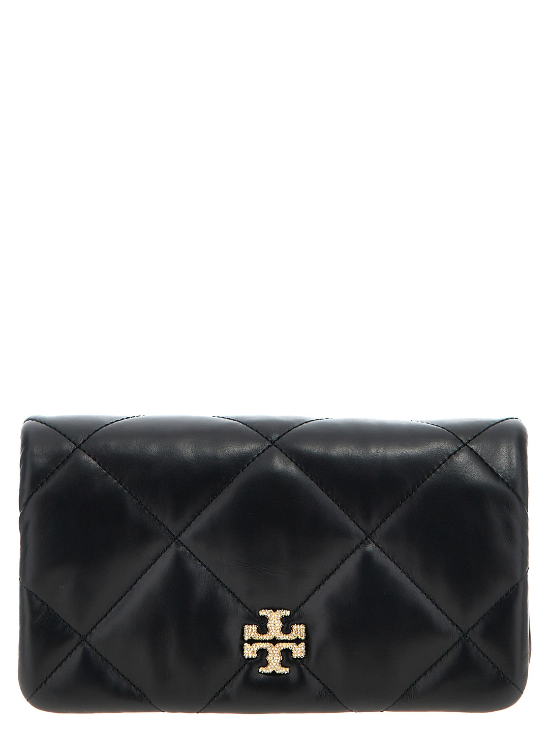 Kira Pave Lobo Diamond Quilt Clutch Black