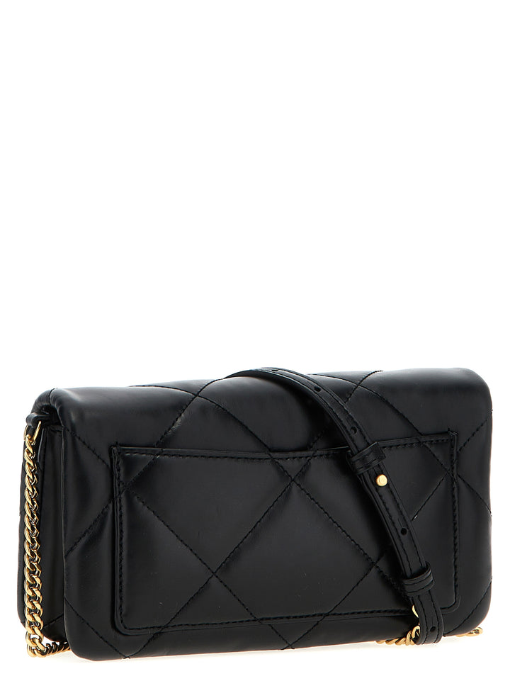 Kira Pave Lobo Diamond Quilt Clutch Black