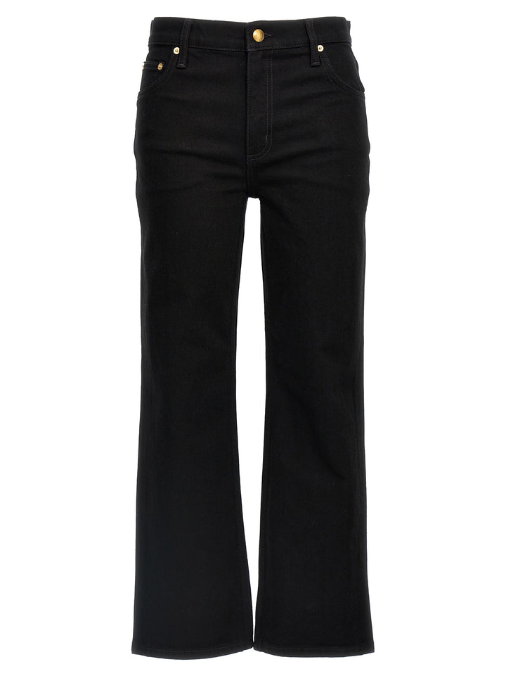 Cropped Kick Flare Jeans Black