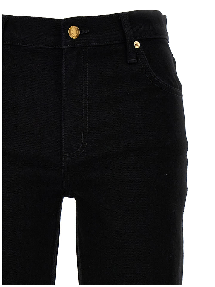 Cropped Kick Flare Jeans Black