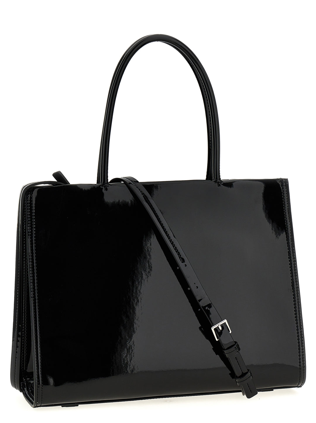 Ella Bio Patent Small Tote Bag Black