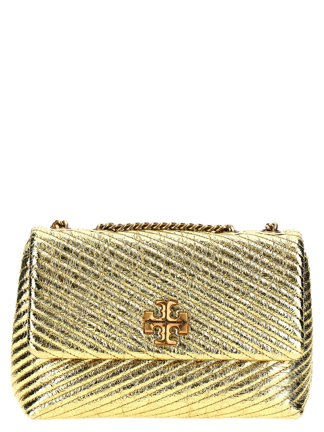 Kira Metallic Moto Quilt Small Shoulder Bags Gold