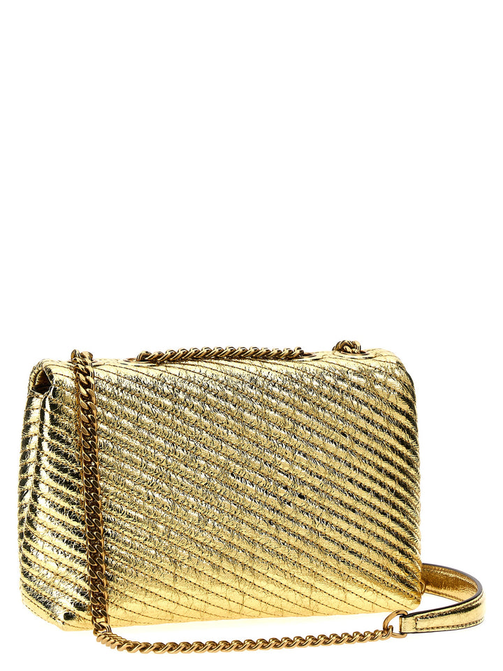 Kira Metallic Moto Quilt Small Shoulder Bags Gold