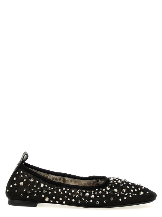 Crystal Flat Shoes Black