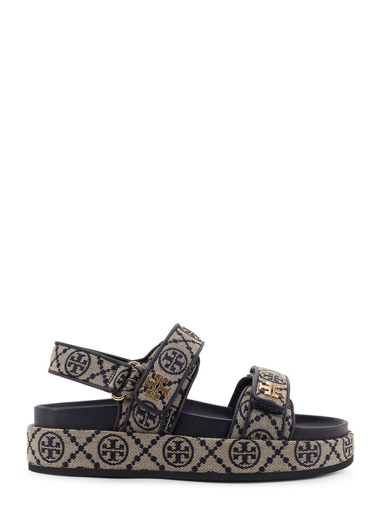 T Monogram Kira Jacquard Fabric Sandals