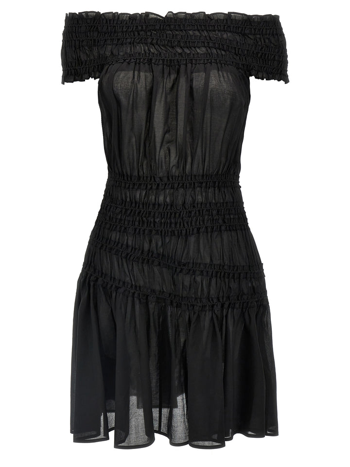 Smocked Cotton Dresses Black