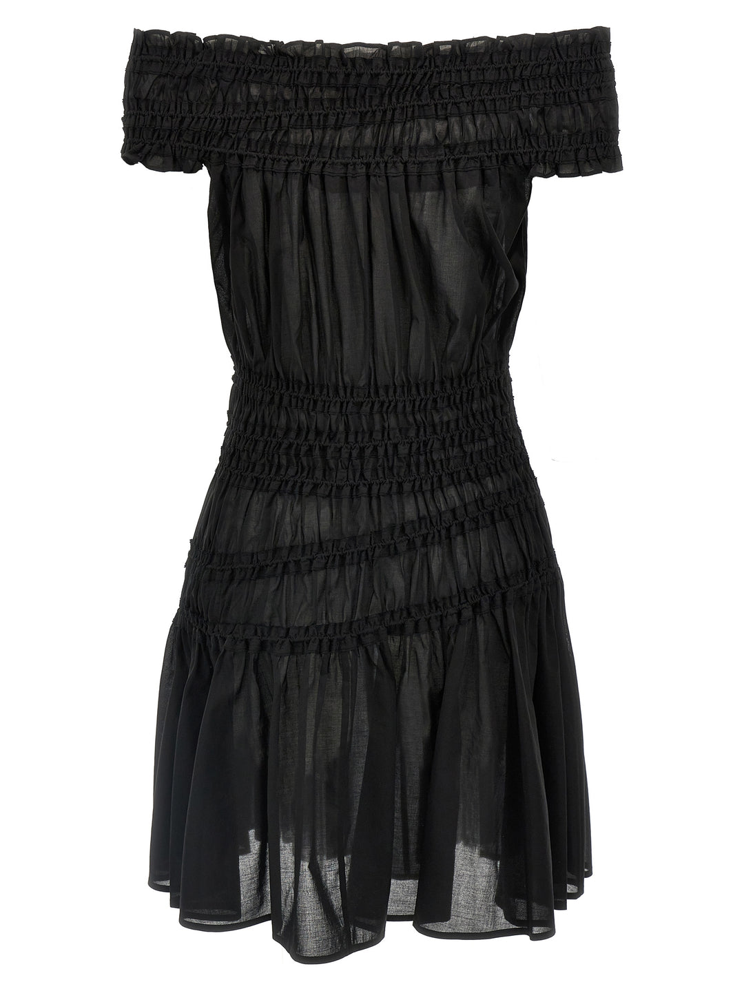 Smocked Cotton Dresses Black