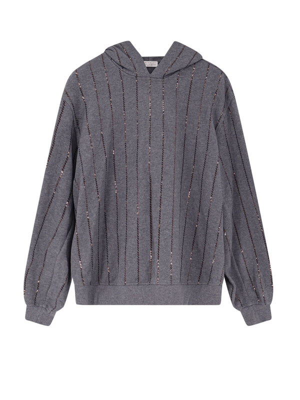 Dazzling Chalk Stripe Embroidery Cotton Sweatshirt