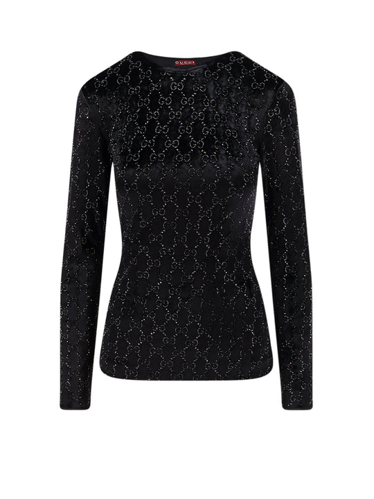 Chenille Top With All-Over Crystal Gg Motif