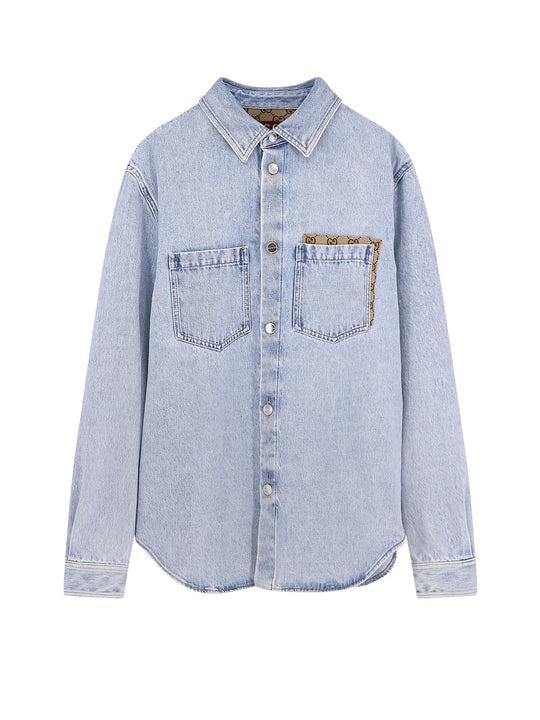 Denim Shirt With Gg Insert