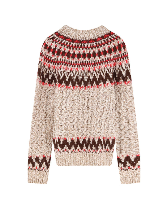 Jacquard Wool Blend Sweater With Geometric Pattern