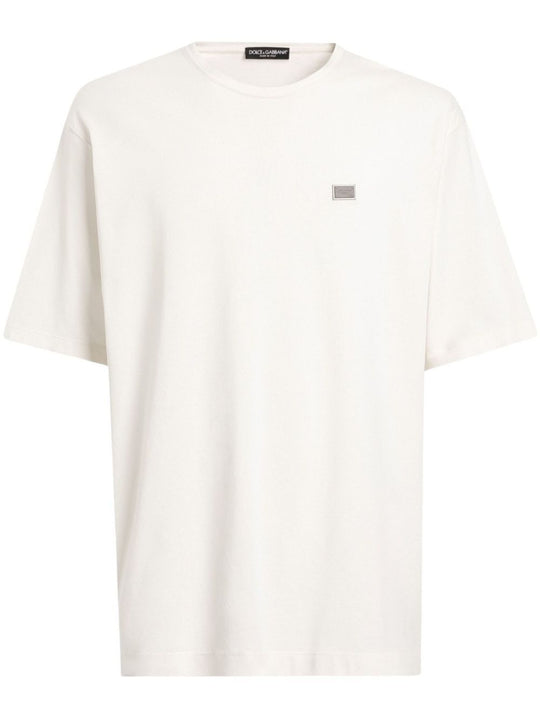 Cotton T-Shirt With Metal Tag