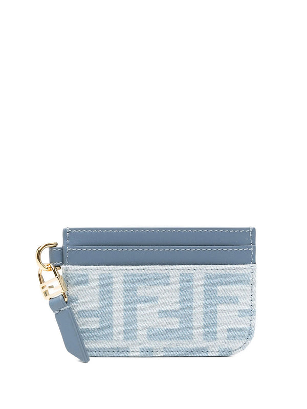 Baguette Ff Denim Flat Card Case