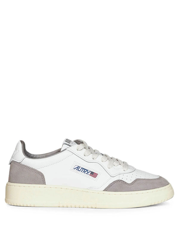 Medalist Low Sneakers In White Leather And Cement Suede