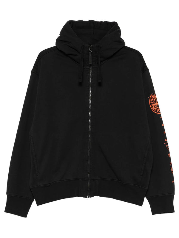 Oversized-Fit Zip-Up Sweatshirt With `Vertical Placement` Print