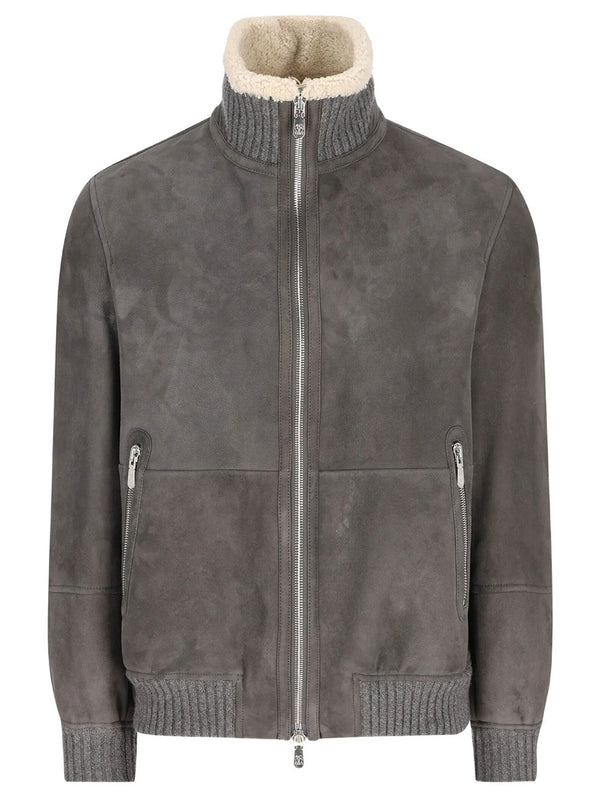 Leather Bomber Jacket With Sheep Lining