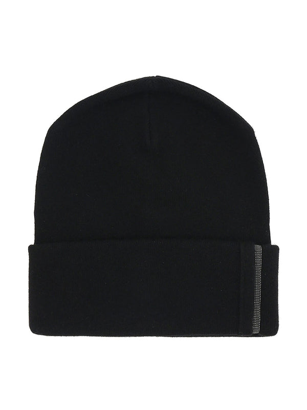 Ribbed Cashmere Knit Beanie With Monili Detail