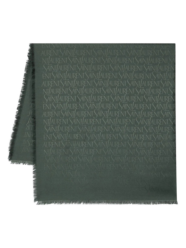 Logo-Jacquard Fringed Scarf
