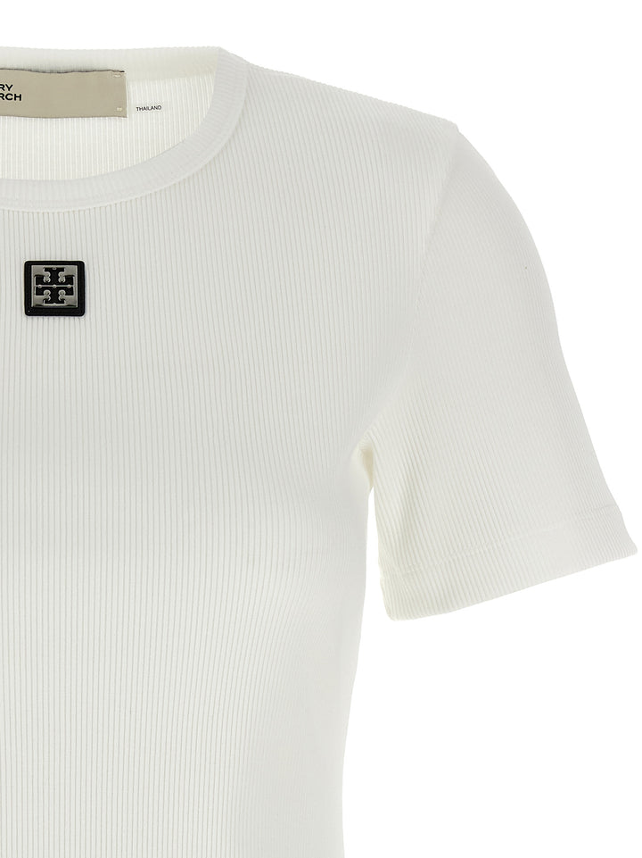 Tory Burch Logo Plaque T-shirt - White | 053a5793e68813f1c34438c3ea40ce24e2890f0b