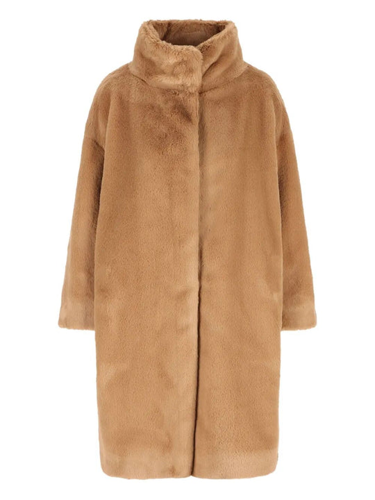 High-Neck Faux-Fur Coat
