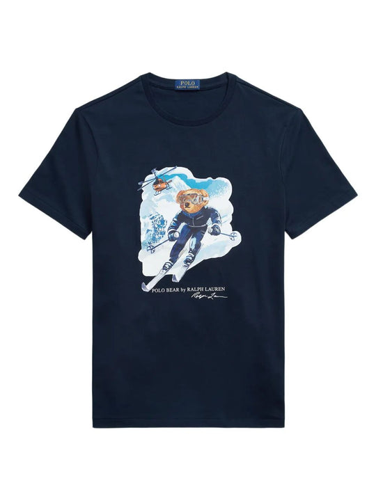 Custom Slim Fit Polo Bear Skiing T-Shirt