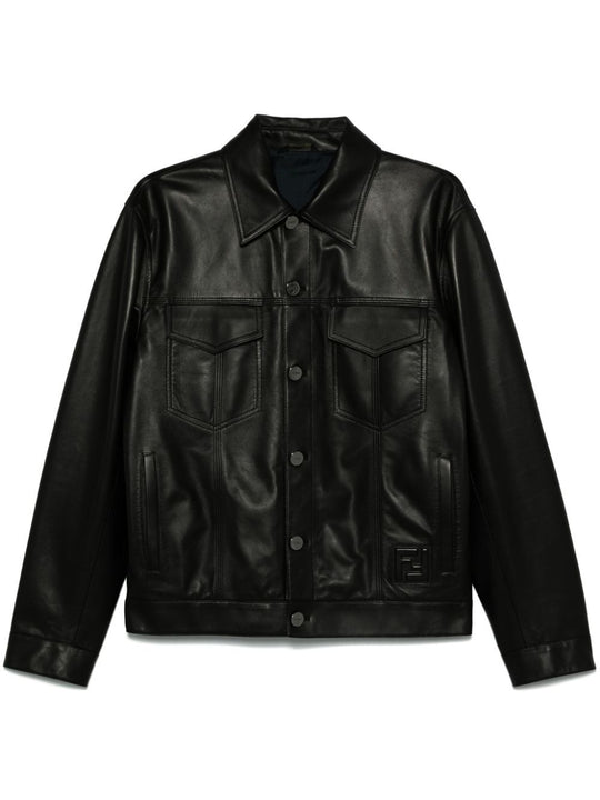 Embossed Ff Patch Nappa Leather Blouson Jacket
