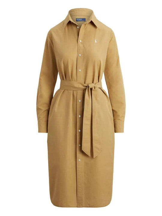 Cotton-Linen Belted Shirt Dress