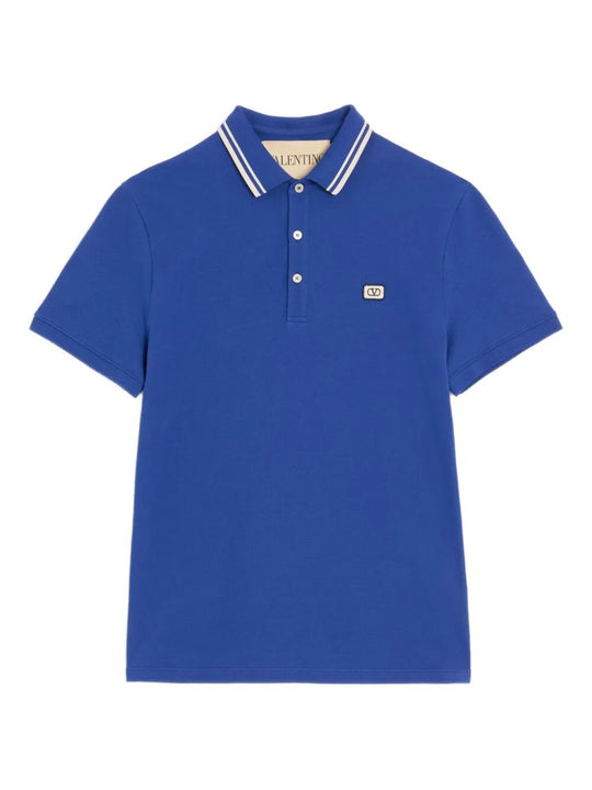 Cotton PiquÉ Polo Shirt With Vlogo Patch