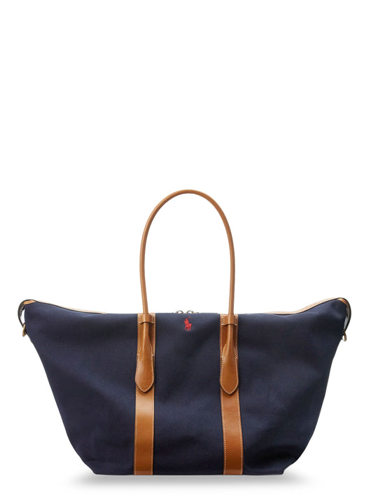 Canvas Shoulder Bag With Embroidered Logo