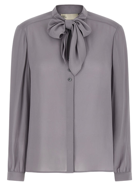 Georgette Bow Shirt And Blouse Gray