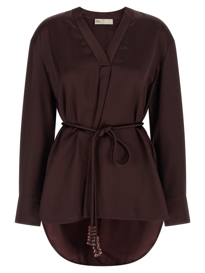 Tory Burch Satin Blouse Shirt and Blouse - Bordeaux | c48bfbca6d213c57461edc432c41e7a836630b90