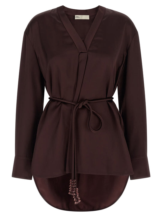 Satin Blouse Shirt And Blouse Bordeaux