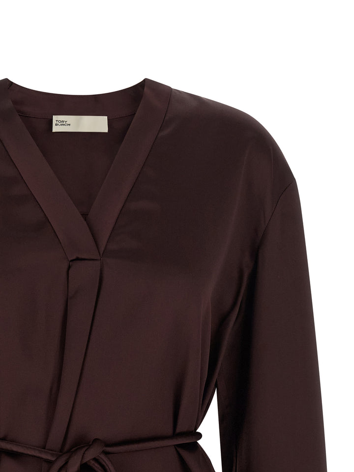 Tory Burch Satin Blouse Shirt and Blouse - Bordeaux | 0666bea79f05aefc36a92631fbf07e54ebecdc92