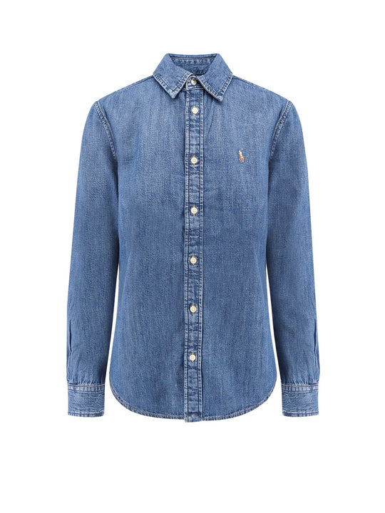 Denim Shirt With Embroidered Logo