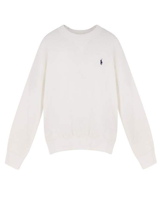 Cotton Blend Sweater With Embroidered Logo On The Front