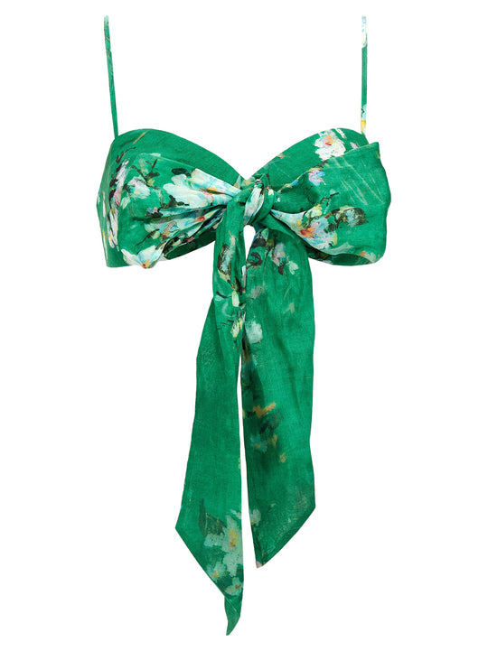 Everley Draped Bow Tops Green