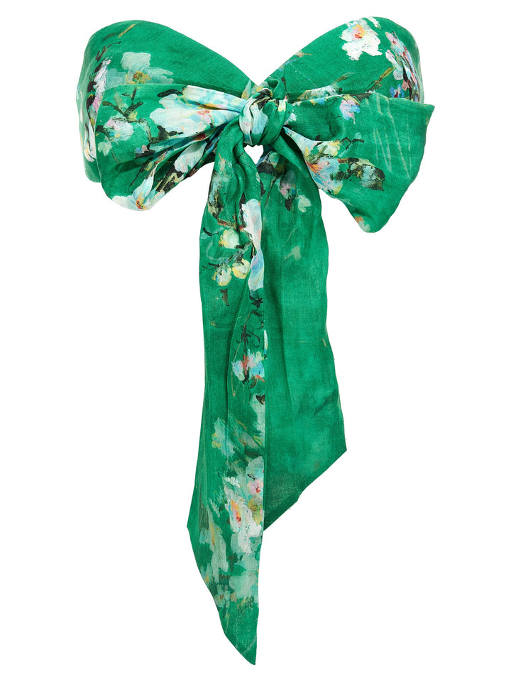 Zimmermann Everley Draped Bow Tops - Green | 49621720626b91bcdd1ce3a8b2a97a6875ea0cdf