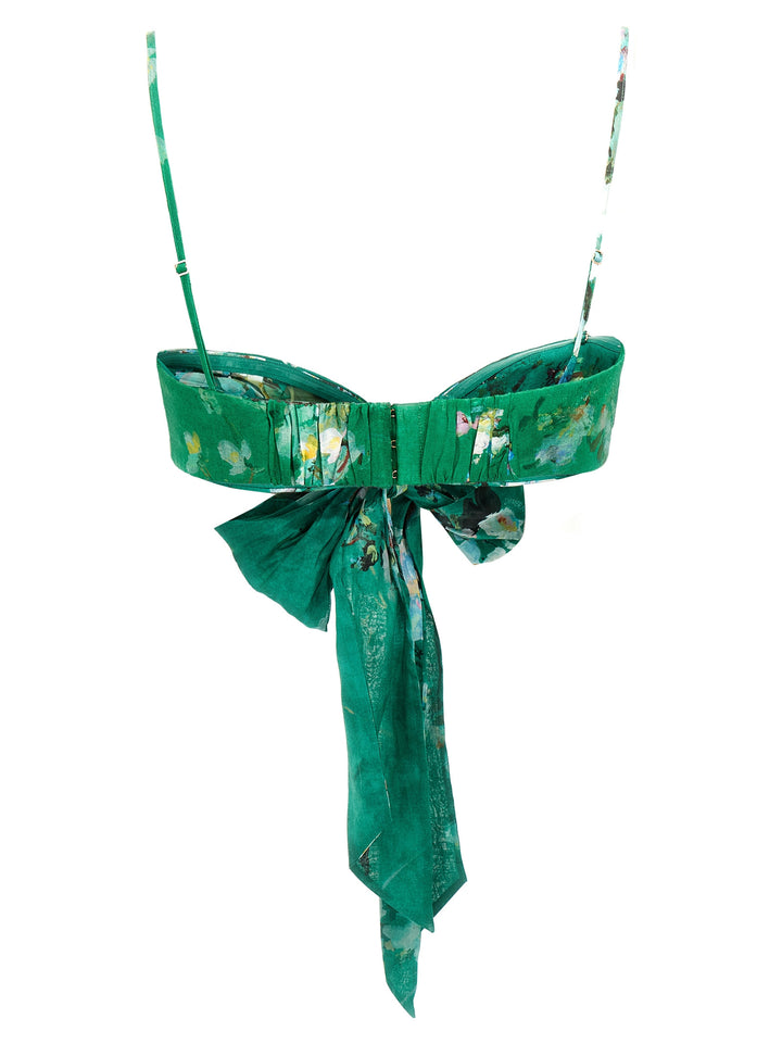 Zimmermann Everley Draped Bow Tops - Green | 0b88ce67d4ef3358833f039fb2fa5b3533bb2423
