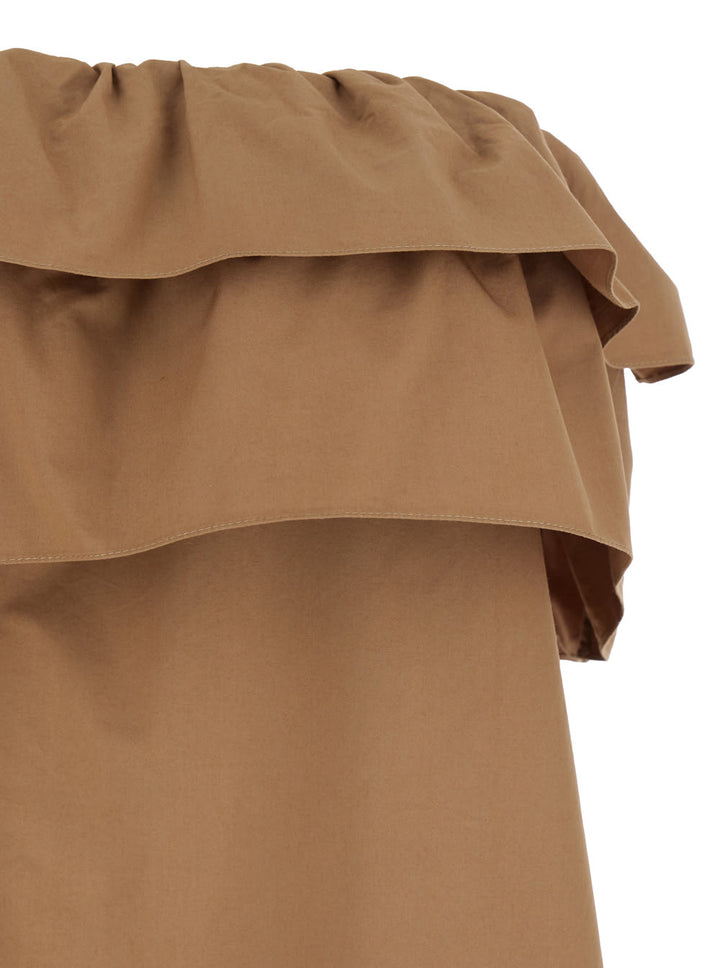 Flounced Bustier Maxi Dress Dresses Brown