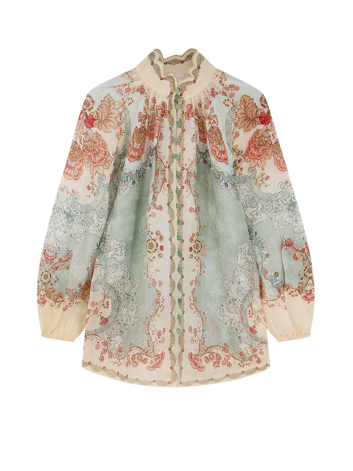Zimmermann Shirts - Wallpaper Floral Mint | 760d8a8f09839303523b75a5c7b55695aa52866c