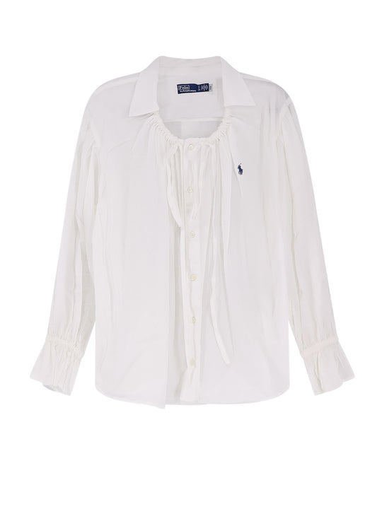 Cotton Shirt With Drawstring Detail