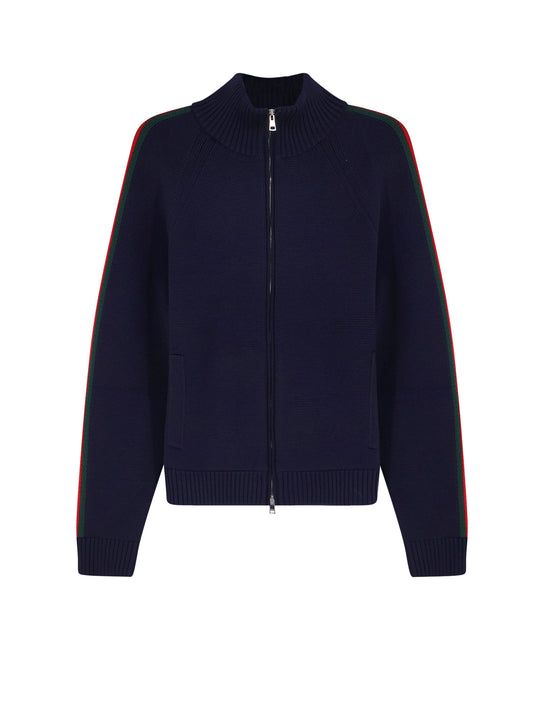 Wool Cardigan With Web Detail