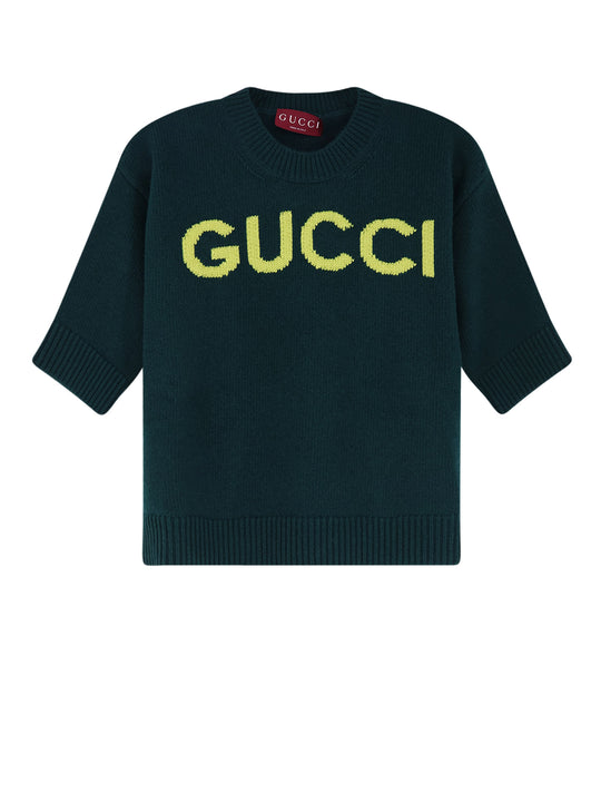 Wool Sweater With Frontal Logo Embroidery
